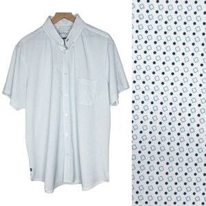 Mizzen + Main Leeward Trim Fit Short Sleeve Button Down Blue White Mens size XXL